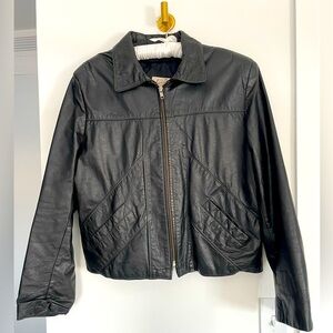 Vintage 1970’s Jean Pierre Women Leather Jacket Motorcycle Biker Size 42 Grunge